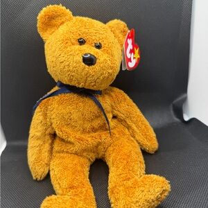 TY Beanie Baby Fuzz Bear 1998 Brown Curly Plush Retired